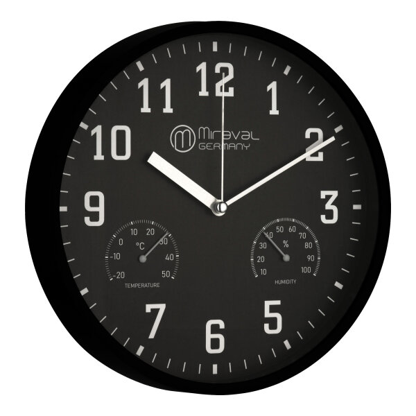 Miraval Wanduhr 250 mm leise mit Thermo-/Hygrometer