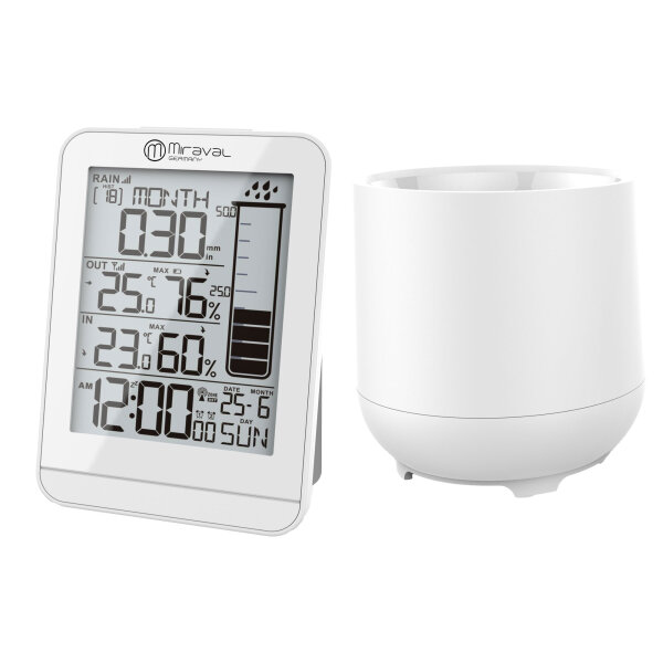 Miraval Funk-Wetterstation schwarz mit Regenmesser & Hygrometer