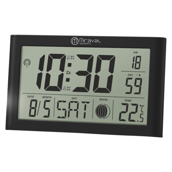 Miraval LCD Funkwanduhr mit Mondphase, Temperatur & Kalenderwoche