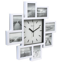 Miraval Bilderrahmenuhr Wanduhr Weiß mit Fotorahmen