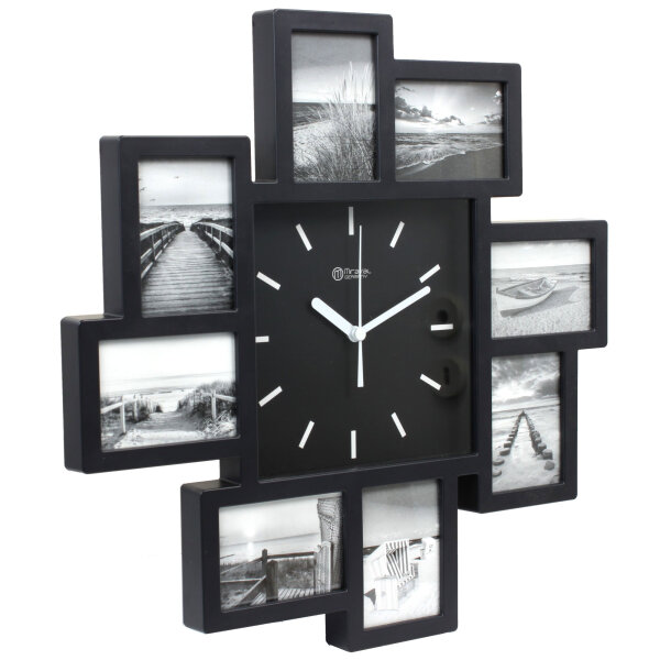 Miraval Bilderrahmenuhr Wanduhr Schwarz mit Fotorahmen