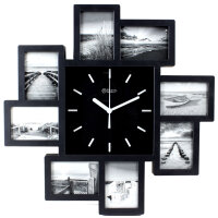 Miraval Bilderrahmenuhr Wanduhr Schwarz mit Fotorahmen