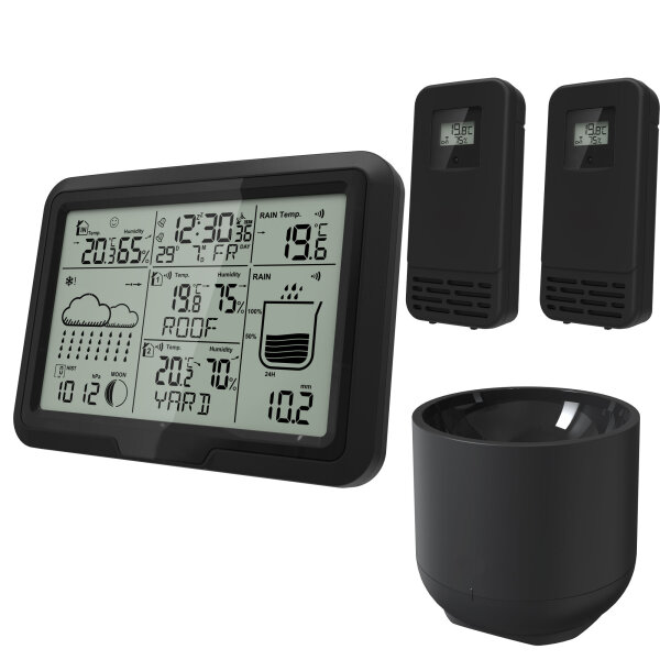 Miraval Design Funk-Wetterstation mit 2 Sensoren & Regenmesser