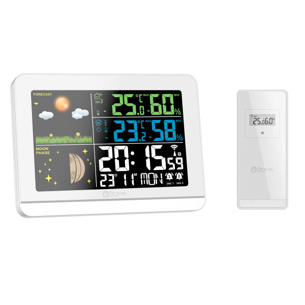 Miraval Funk-Wetterstation Farbdisplay weiß mit Außensensor