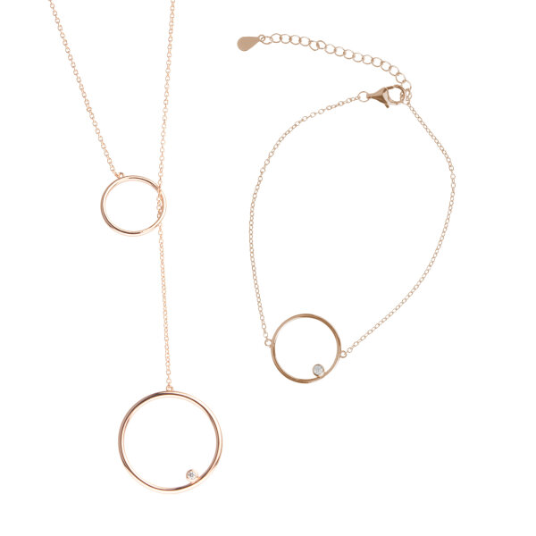 Schmuck-Set 925 Sterling Silber Halskette & Armband Roségold