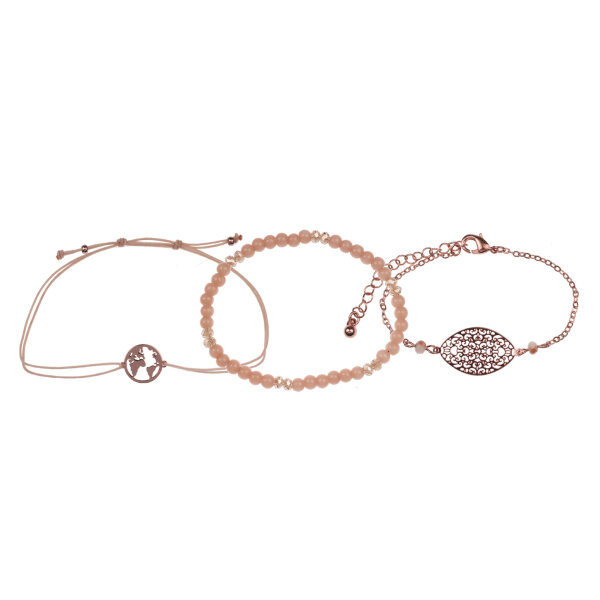 Armband-Set 925 Silber Weltkugel Perlen Mandala 3-teilig