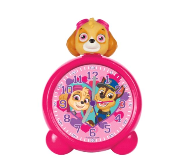 PAW Patrol Kinderwecker analog Chase & Skye mit Skye-Figur