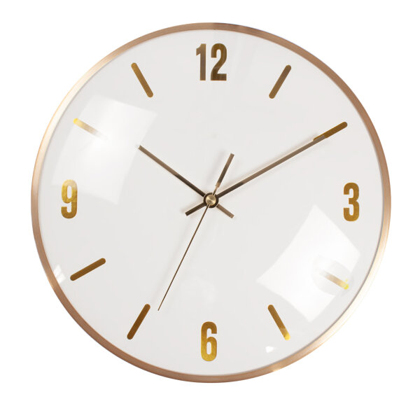 Quarz-Wanduhr 25 cm gold gebürstet Aluminiumrahmen