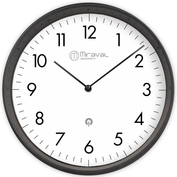 Miraval Design Funk-Wanduhr 250 mm schwarz lautlos DCF77
