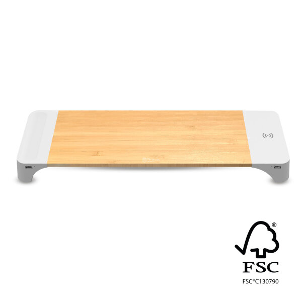 Miraval Monitor-Ständer Holz mit kabelloser Ladefläche & USB