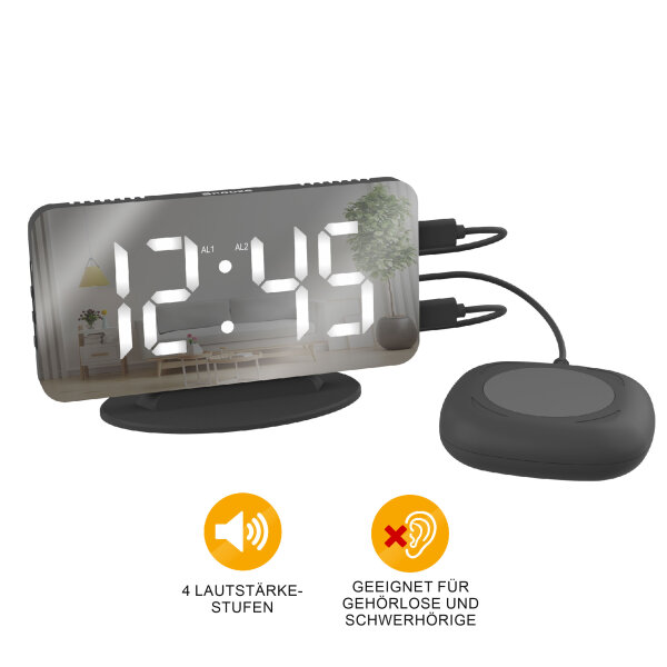 Miraval Spiegelwecker mit Vibrationskissen - 4-MV1625-1
