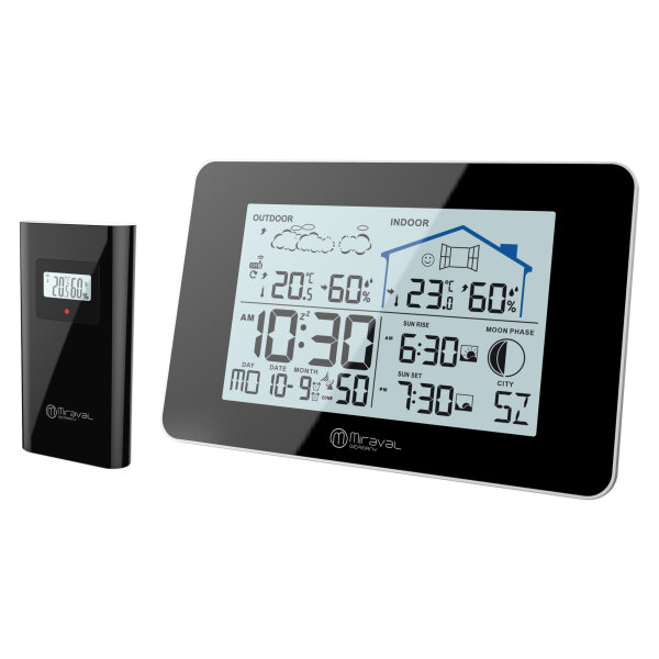 Miraval Design Funk-Wetterstation mit Außensensor schwarz