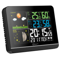 Miraval Funk-Wetterstation Farbdisplay schwarz mit Außensensor