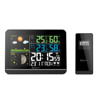 Miraval Funk-Wetterstation Farbdisplay schwarz mit Außensensor